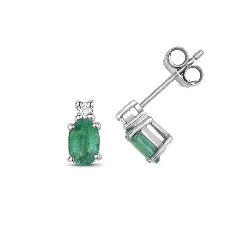 Diamond and Emerald Oval Studs